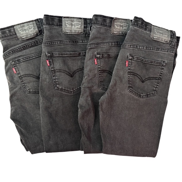 Levi’s Big Boys 502 Tapered Stretch Performance Jeans 12 Husky Black Lot of 4 - Picture 1 of 4